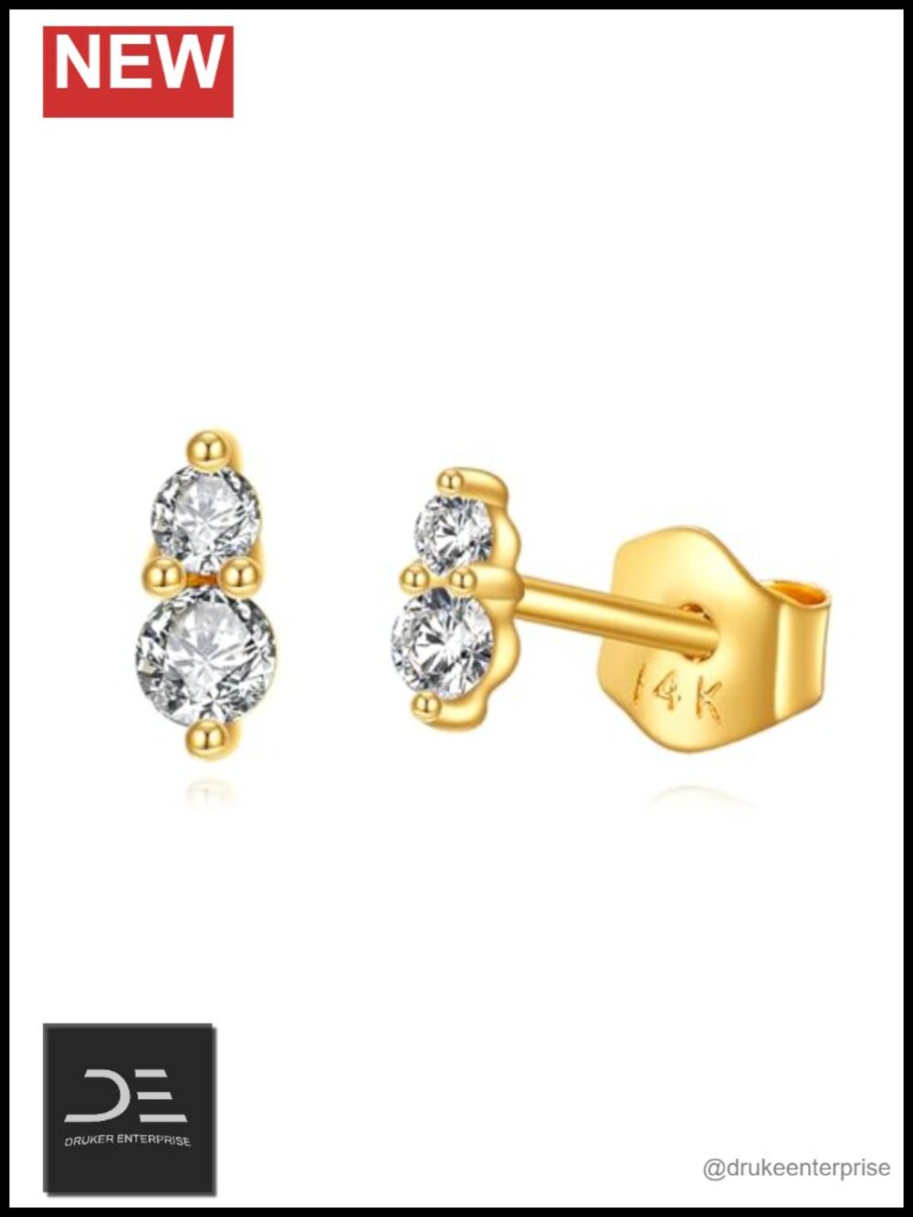 14K Solid Yellow Gold Moissanite Heart Stud Earrings 1.50 Carat Womens Fine